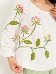 FatFace Dawn Ivory Embroidered Blouse - Image 4 of 5