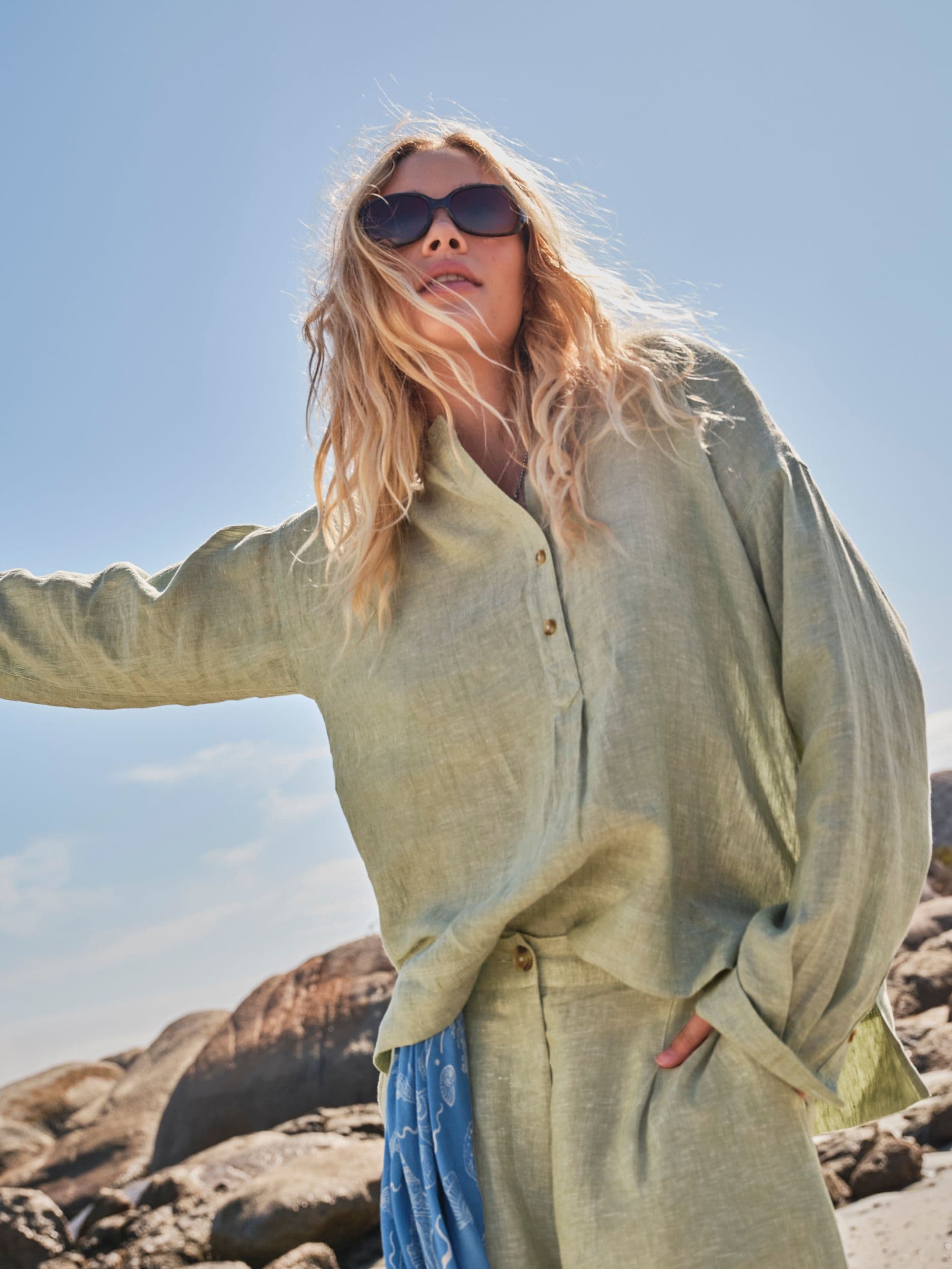 Buy FatFace Julia Green Linen Popover from the Next UK online shop