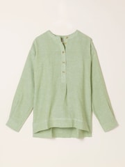 FatFace Julia Green Linen Popover - Image 8 of 8