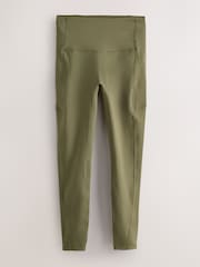 Olive Green Active Power Sports Leggings with Pocket - Image 6 of 8