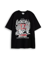 Vanilla Underground Black Mens Gas Monkey Garage Short Sleeve Short Leg Pyjamas Set - Image 2 of 8