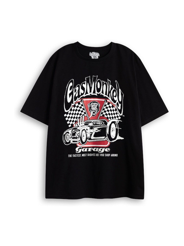 Vanilla Underground Black Mens Gas Monkey Garage Short Sleeve Short Leg Pyjamas Set - Image 2 of 8