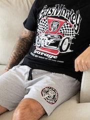 Vanilla Underground Black Mens Gas Monkey Garage Short Sleeve Short Leg Pyjamas Set - Image 6 of 8