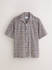 Navy Blue Watercolour Short Sleeve Check Shirt - Image 1 of 3