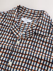 Navy Blue Watercolour Short Sleeve Check Shirt - Image 2 of 3