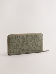Khaki Green Croc Effect Large Purse - Image 2 of 5