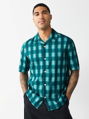 Light Blue Watercolour Short Sleeve Check Shirt - Image 1 of 8
