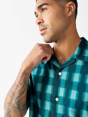 Light Blue Watercolour Short Sleeve Check Shirt - Image 5 of 8