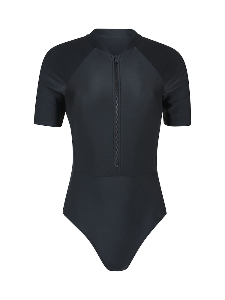 Mountain Warehouse Black Womens Surfer Short Sleeve Swimsuit - Image 1 of 6