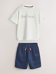 أبيض/أزرق داكن - Paul Smith Junior T-Shirt and Shorts Set - صورة 9 من 14