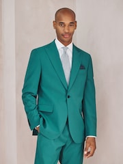 Teal Blue Tailored Fit Slim Fit Motion Flex Wool Blend Suit Jacket - Image 1 of 10