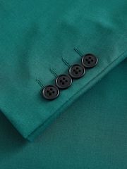 Teal Blue Tailored Fit Slim Fit Motion Flex Wool Blend Suit Jacket - Image 10 of 10