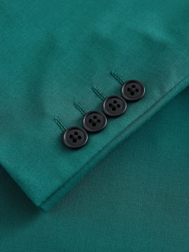 Teal Blue Tailored Fit Slim Fit Motion Flex Wool Blend Suit Jacket - Image 10 of 10