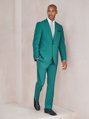 Teal Blue Tailored Fit Slim Fit Motion Flex Wool Blend Suit Jacket - Image 4 of 10