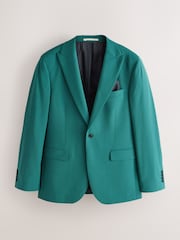 Teal Blue Tailored Fit Slim Fit Motion Flex Wool Blend Suit Jacket - Image 5 of 10