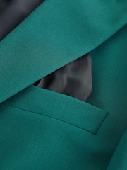 Teal Blue Tailored Fit Slim Fit Motion Flex Wool Blend Suit Jacket - Image 9 of 10