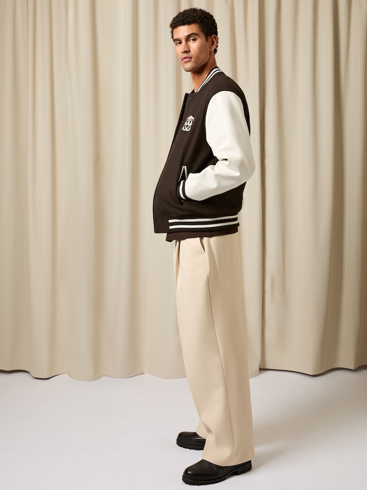 Reiss Miller Monogram Leather-Sleeve Varsity Jacket - Imagen 1 de 7 Reiss Miller Monogram Leather-Sleeve Varsity Jacket - Imagen 1 de 7