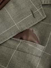 绿色 - Signature Tailored Fit Moons British Merino Wool Linen Blend Suit Jacket - 12的图像11｝