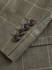 绿色 - Signature Tailored Fit Moons British Merino Wool Linen Blend Suit Jacket - 12的图像12｝