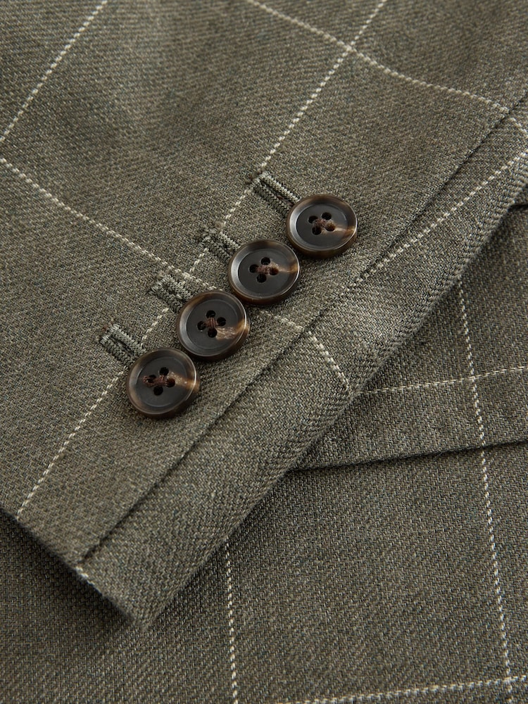 绿色 - Signature Tailored Fit Moons British Merino Wool Linen Blend Suit Jacket - 12的图像12｝
