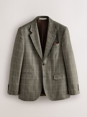 绿色 - Signature Tailored Fit Moons British Merino Wool Linen Blend Suit Jacket - 12的图像7｝