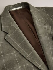 绿色 - Signature Tailored Fit Moons British Merino Wool Linen Blend Suit Jacket - 12的图像9｝