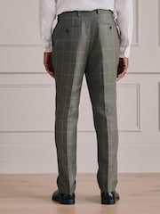 绿色 - Moons 经典修身款英国美利奴羊毛亚麻布混纺套装裤子 - 10的图像3｝