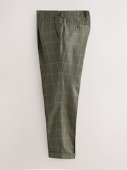 绿色 - Moons 经典修身款英国美利奴羊毛亚麻布混纺套装裤子 - 10的图像7｝