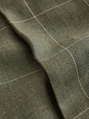 绿色 - Moons 经典修身款英国美利奴羊毛亚麻布混纺套装裤子 - 10的图像8｝