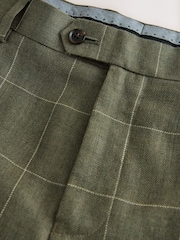 绿色 - Moons 经典修身款英国美利奴羊毛亚麻布混纺套装裤子 - 10的图像9｝