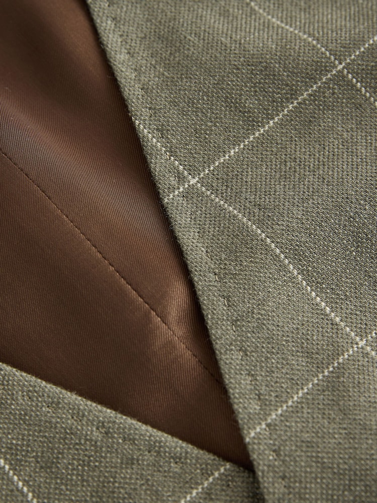 সবুজ - Signature Moons British Merino Wool Linen Blend Suit Waistcoat - 4এর মধ্যে 4 ছবি