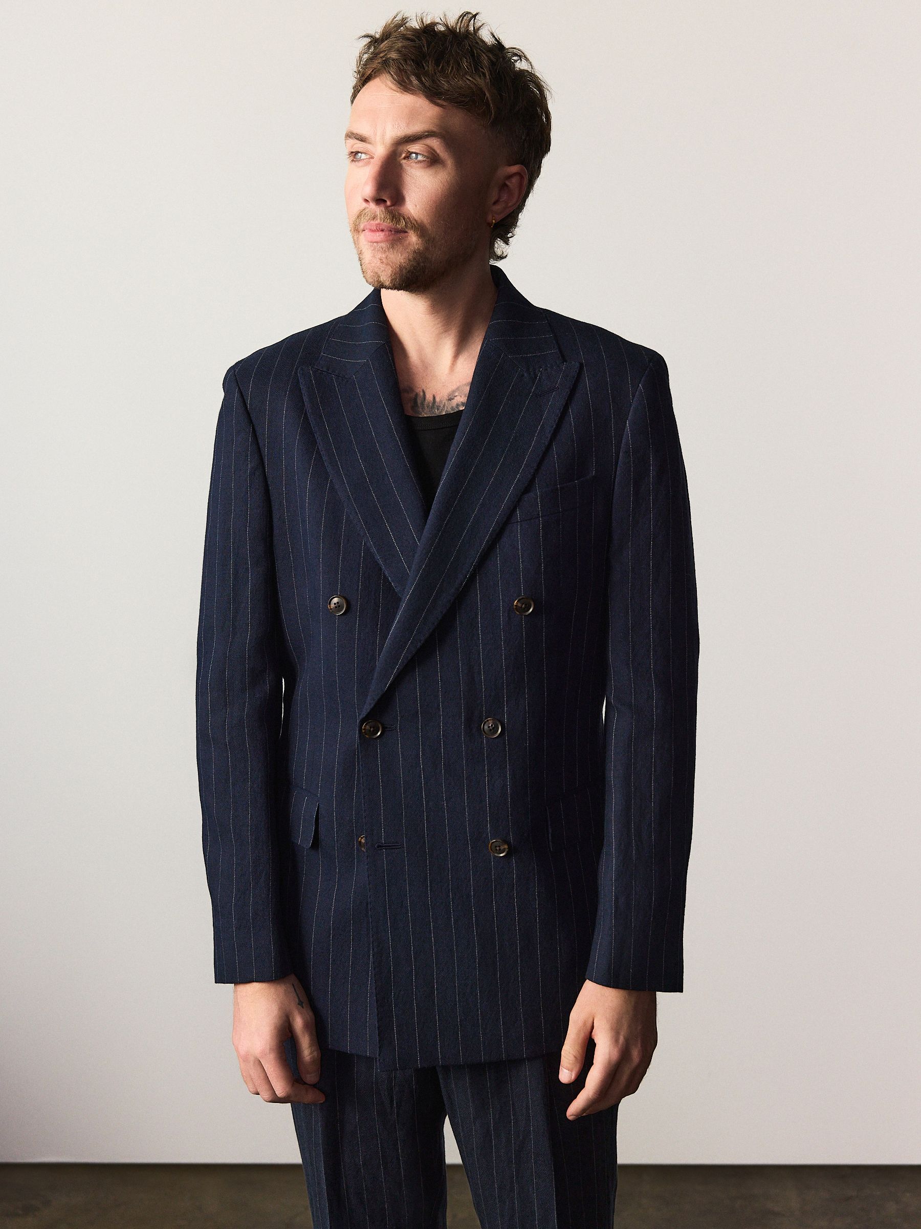 Buy Navy Tailored Fit Double Breasted Signature Leomaster Italian