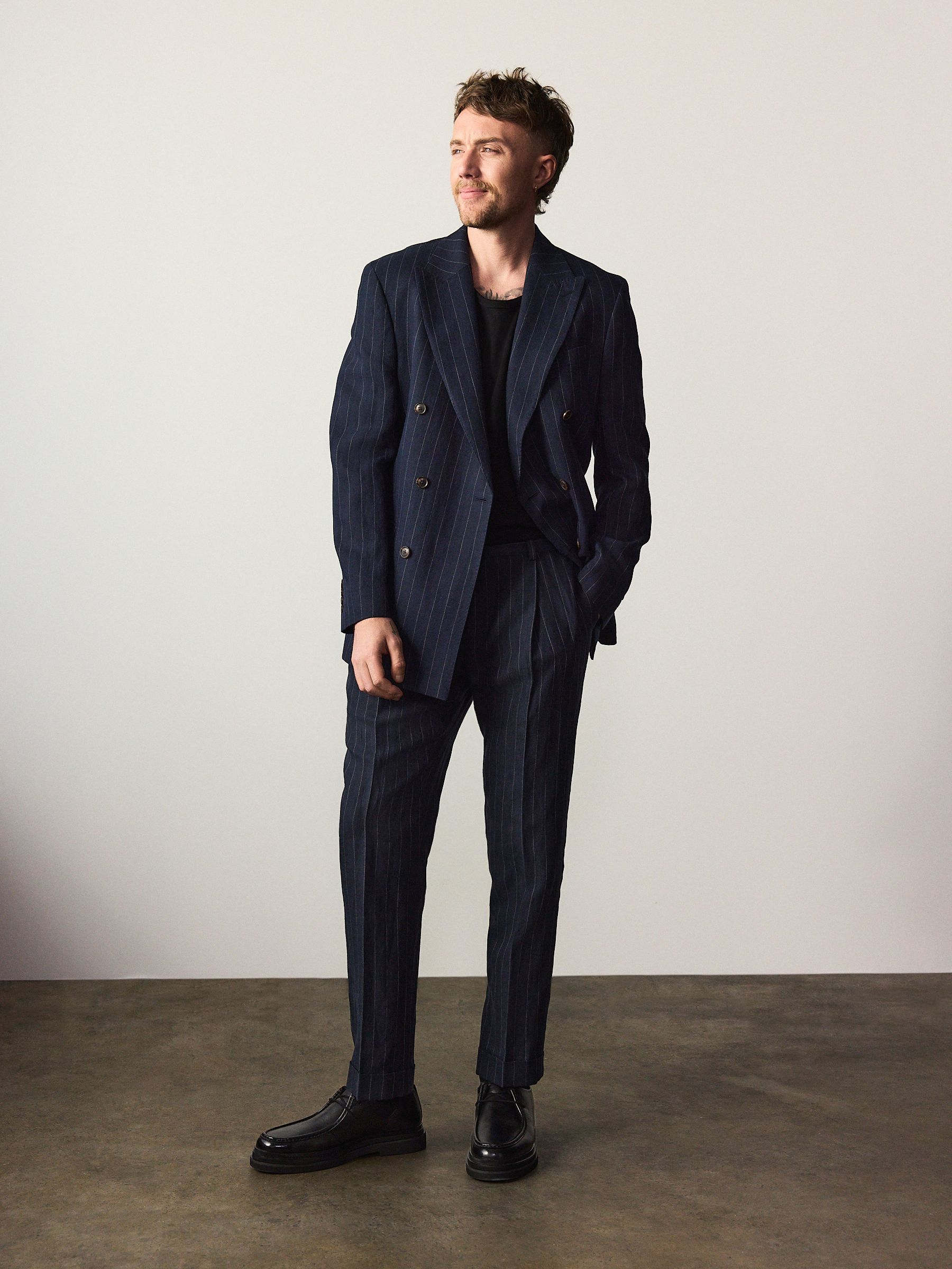 Buy Navy Tailored Fit Double Breasted Signature Leomaster Italian