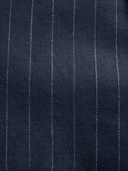 Navy Tailored Fit Double Breasted Signature Leomaster Italian Wool Linen Stripe Suit Jacket - Image 6 of 6