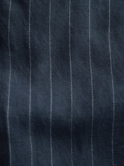 Navy Tailored Fit Signature Leomaster Italian Wool Linen Stripe Suit Trousers - Image 5 of 5