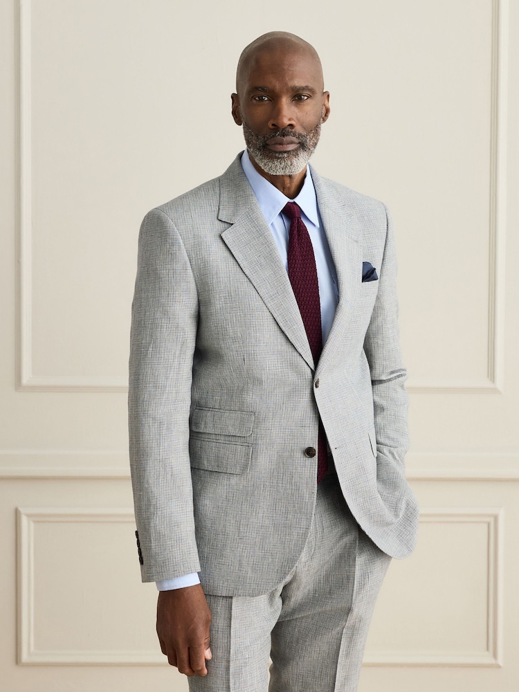 Grey Signature Tailored Fit Moons Puppytooth Suit Jacket - Image 1 of 5