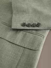 Green Regular Fit Signature Reda Italian Wool Silk Suit Jacket - Image 9 of 10