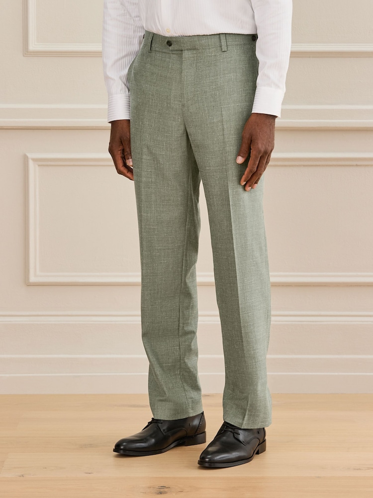 أخضر - Regular Fit Signature Reda Italian Wool Silk Suit Trouser - Image 1 of 9