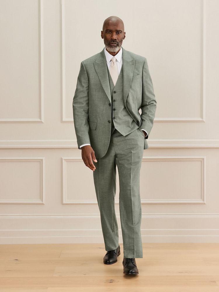 أخضر - Regular Fit Signature Reda Italian Wool Silk Suit Trouser - Image 2 of 9