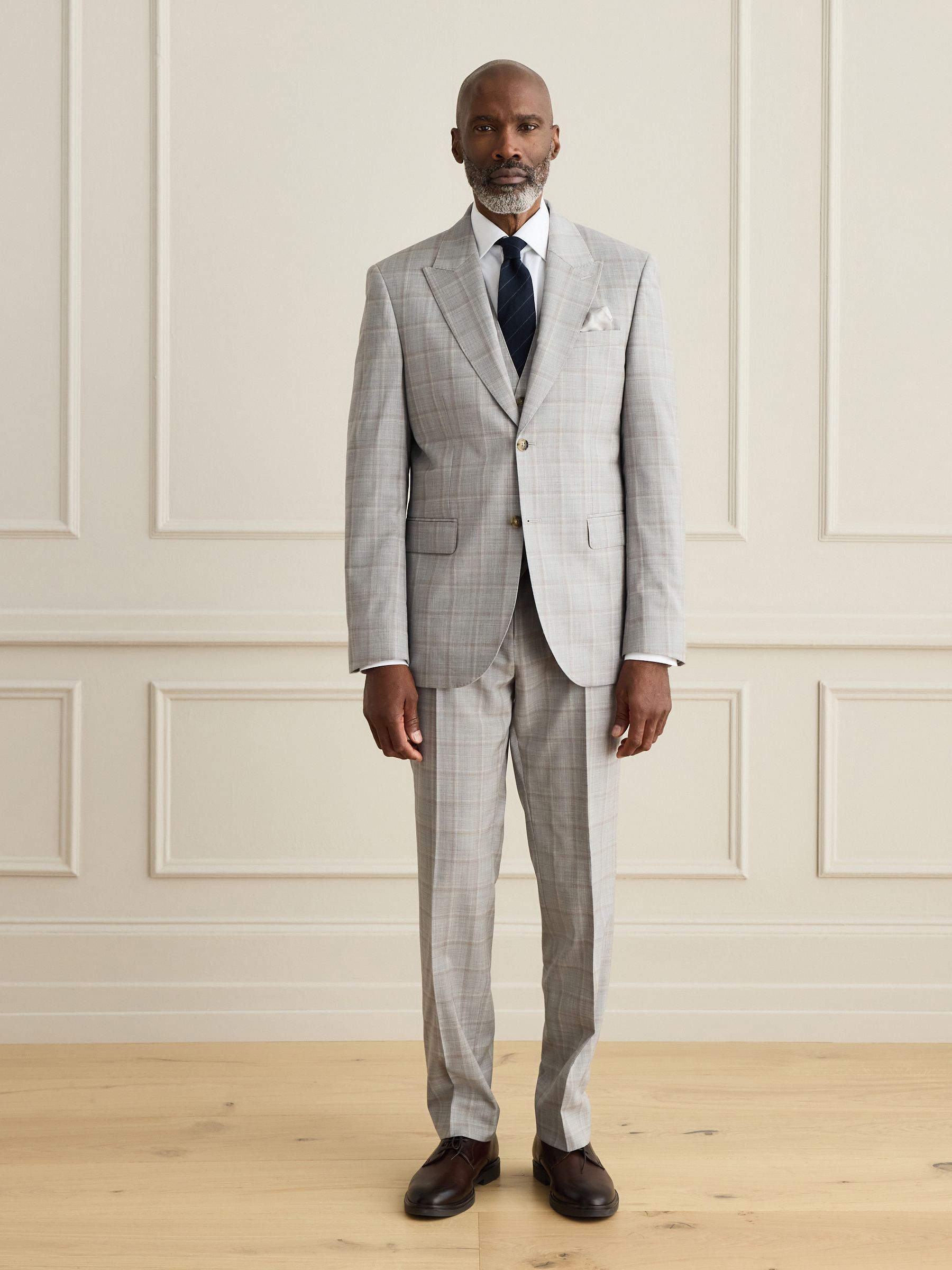 Buy Grey Tailored Fit Signature Zignone 100% Italian Wool Check