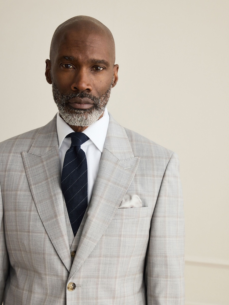 Grau - Tailored Fit Signature Zignone 100% Italian Wool Check Suit Jacket - Bild 5 von 5