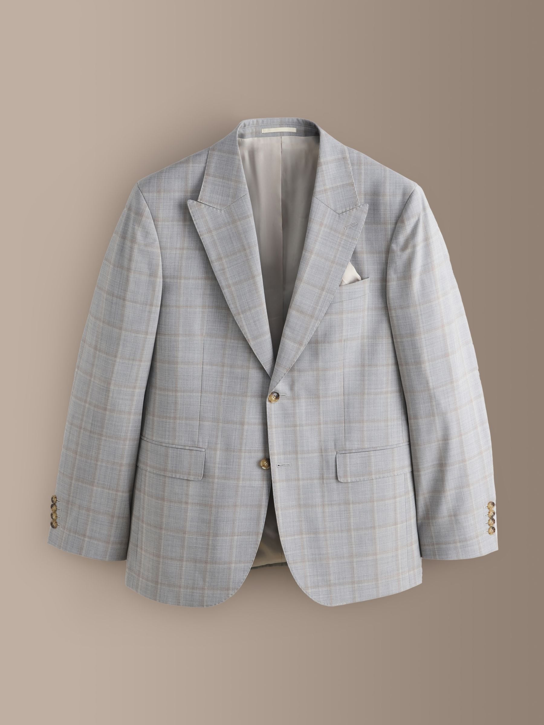 Buy Grey Tailored Fit Signature Zignone 100% Italian Wool Check