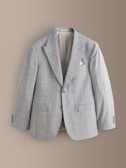 Gris - Tailored Fit Signature Zignone 100% Italian Wool Check Suit Jacket - Image 6 de 11