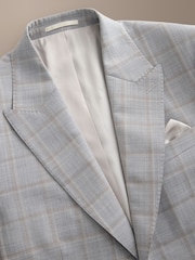 Gris - Tailored Fit Signature Zignone 100% Italian Wool Check Suit Jacket - Image 7 de 11