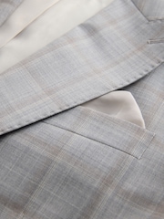 Gris - Tailored Fit Signature Zignone 100% Italian Wool Check Suit Jacket - Image 9 de 11