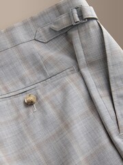 Grey Tailored Fit Signature Zignone 100% Italian Wool Check Suit Trousers - Image 10 of 10