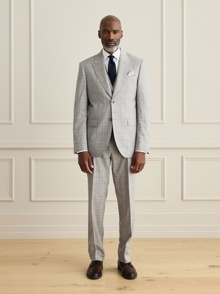 Grau - Signature Zignone Karierter Anzug in Tailored Fit aus 100% italienischer Wolle: Weste - Bild 2 von 4 Grau - Signature Zignone Karierter Anzug in Tailored Fit aus 100% italienischer Wolle: Weste - Bild 2 von 4