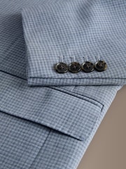 Blue Tailored Fit Signature Marzotto Italian Wool Check Suit Jacket - Image 11 of 11