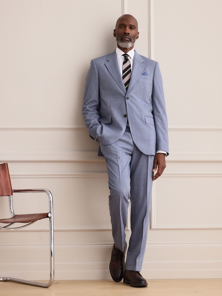 Blue Tailored Fit Signature Marzotto Italian Wool Check Suit Jacket - Image 2 of 11