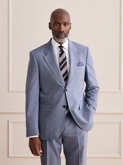 Blue Tailored Fit Signature Marzotto Italian Wool Check Suit Jacket - Image 4 of 11
